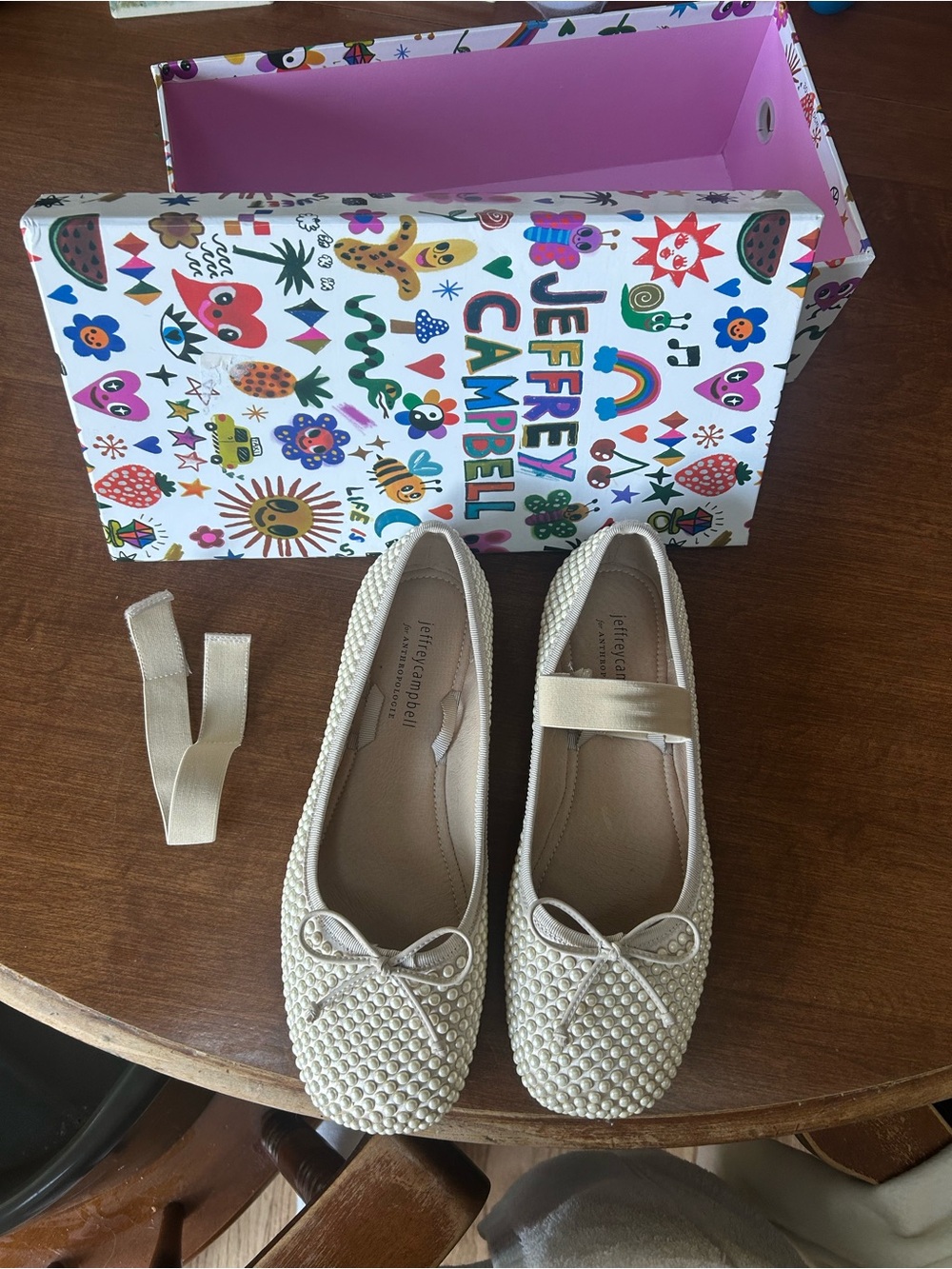 Jeffrey Campbell Cream Pearl-Textured Ballet Flats